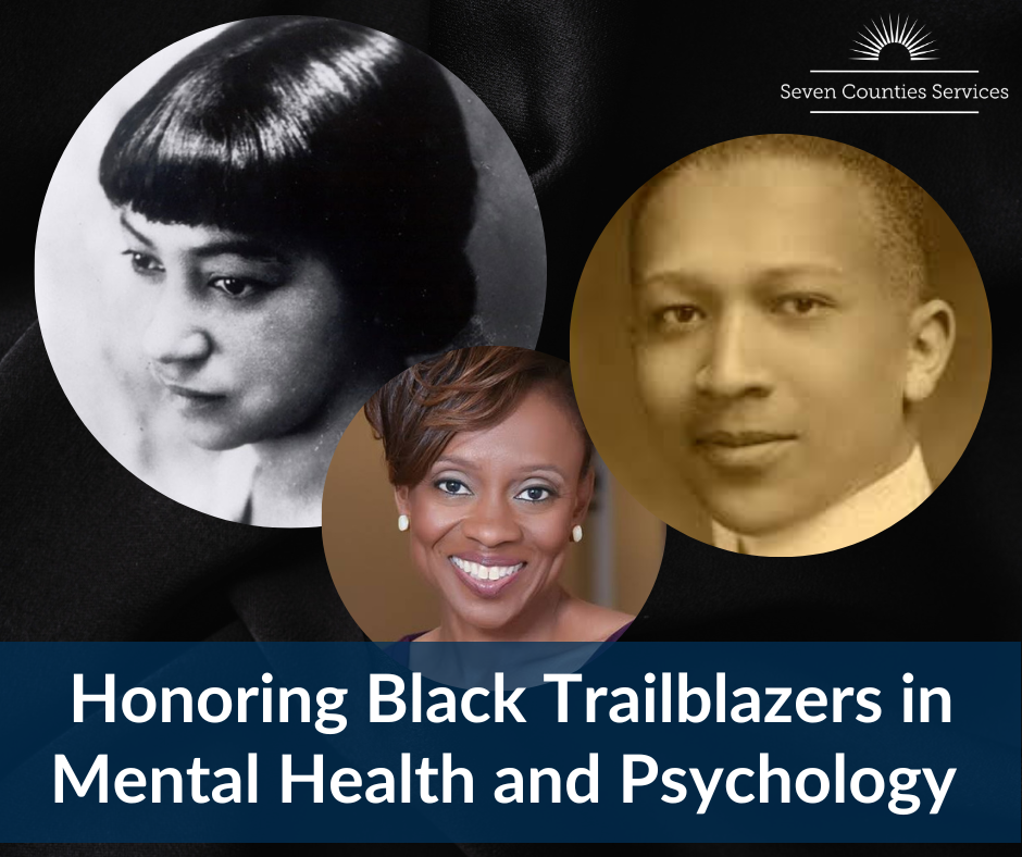 A digital graphic from Seven Counties Services honoring Black trailblazers in mental health and psychology.